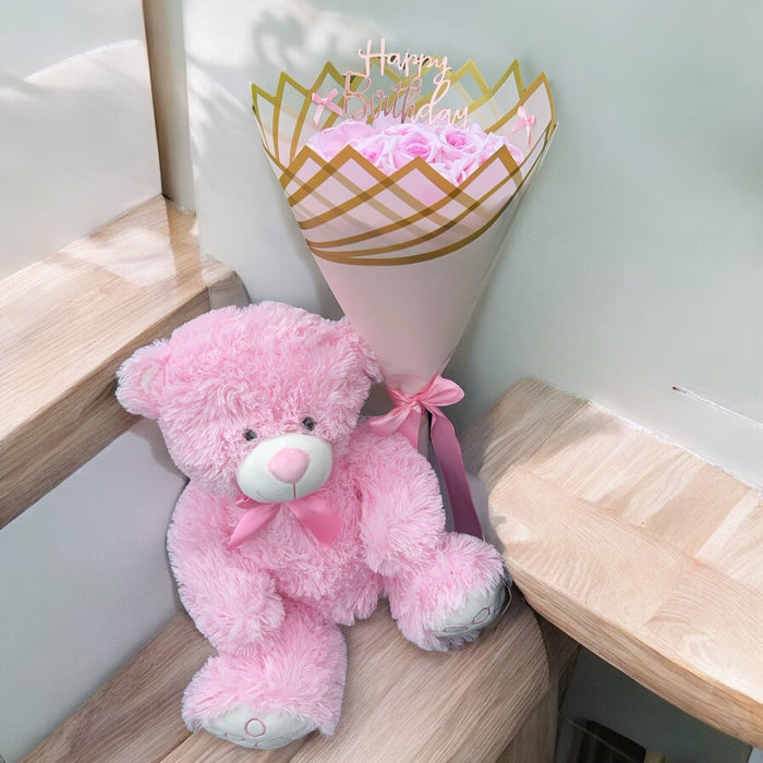 20 Forever Glitter Roses x Bear