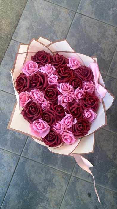 30 Pink & Red Forever Roses