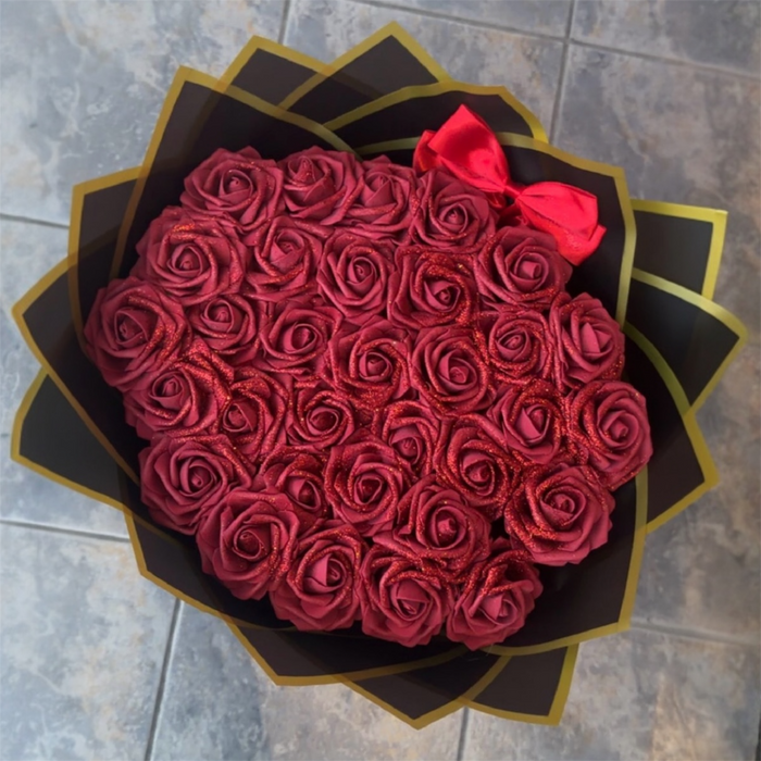 30 Red Forever Glitter Roses