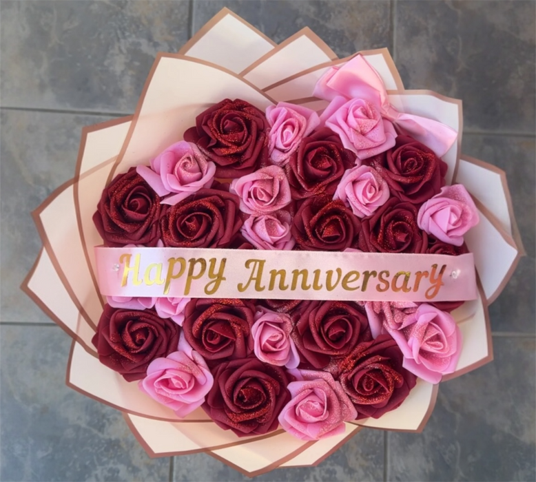 30 Forever Glitter Roses Happy Anniversary